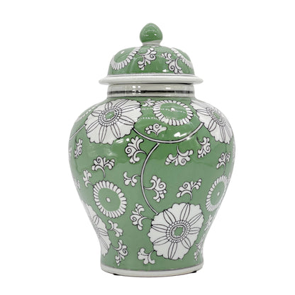 Floral Chinoiserie Ceramic Ginger Jar 12": Classic Blue & White