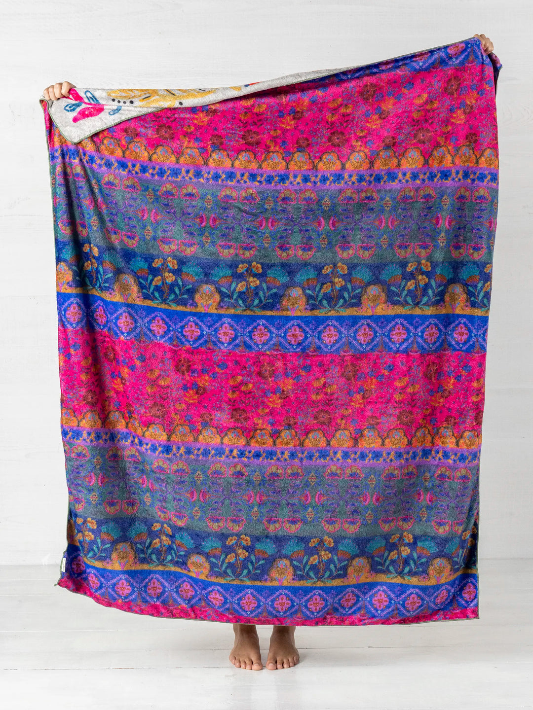 Taupe Birds Reversible Throw Blanket