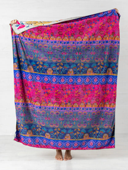 Taupe Birds Reversible Throw Blanket