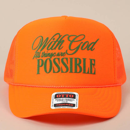 With God All Possible Mesh Back Foam Trucker: TAN / One Size