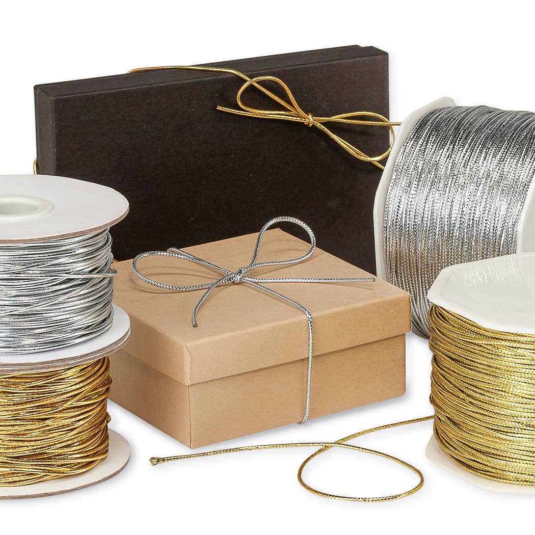 Metallic Tie Cord Ribbon: Metallic Silver / 1 Pack / 1/16”x100 yards
