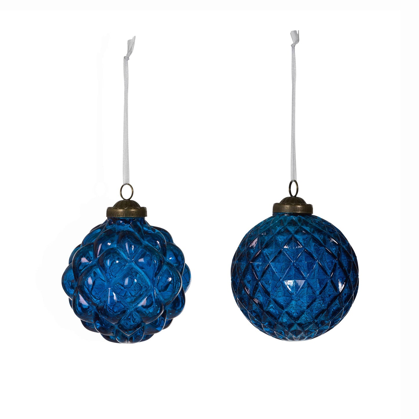 Textural Opaque Blue Glass  Ball Ornament