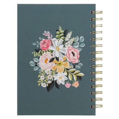 Journal Wirebound Teal Floral Love the Lord Matt. 22:37