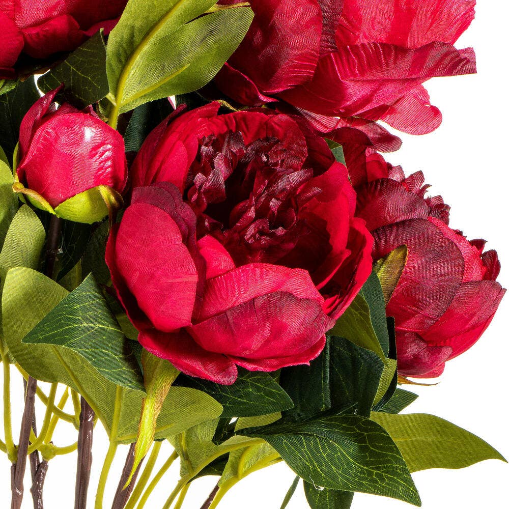 Vickerman 23" Artificial Red Peony Bush.: Red / Polyester / 23"