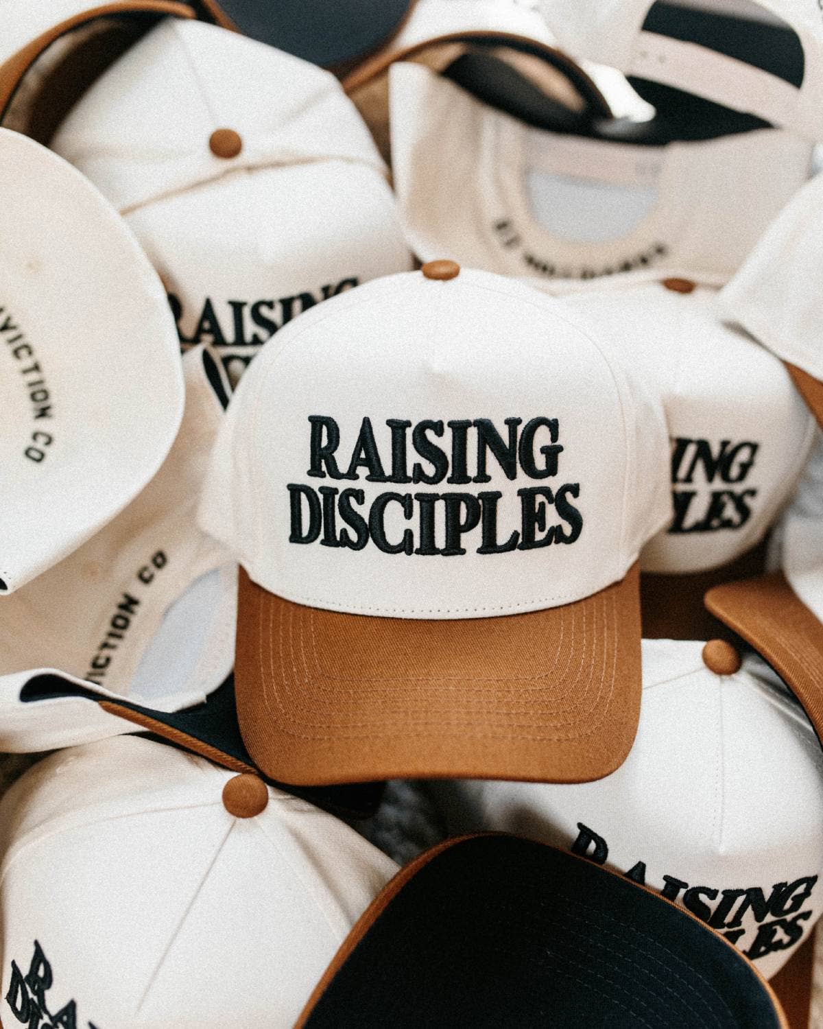 Raising Disciples Unisex Christian Trucker Hat Brown & Black