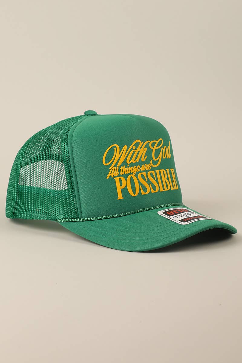 With God All Possible Mesh Back Foam Trucker: TAN / One Size