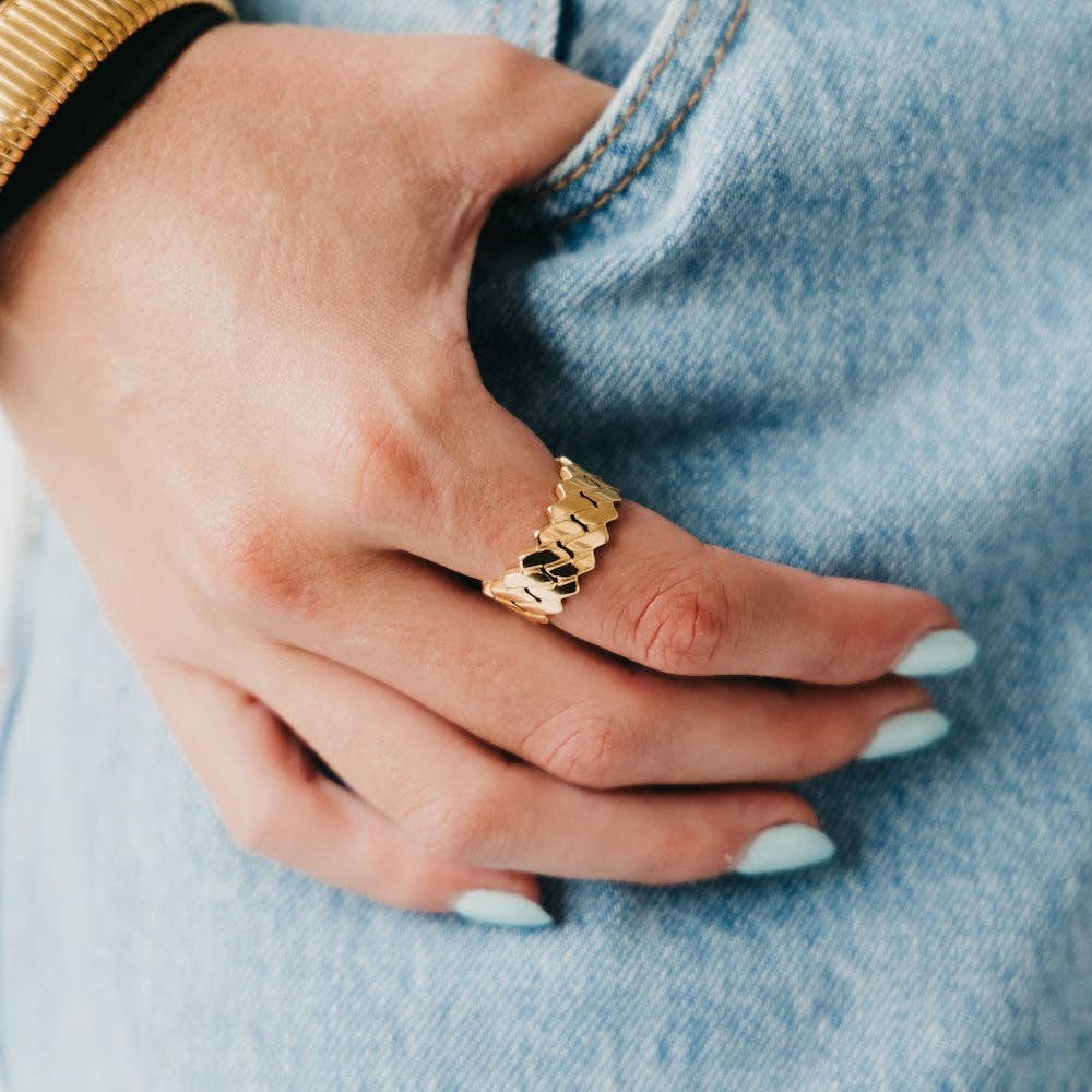 Banded Metal Statement Ring - WATERPROOF: 8