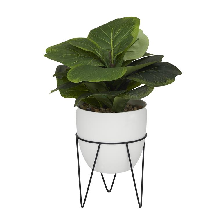 Faux Pilea Plant with White Pot