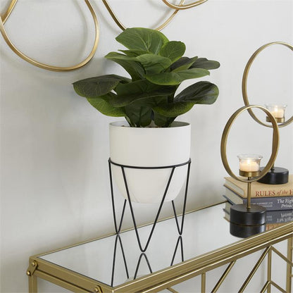 Faux Pilea Plant with White Pot