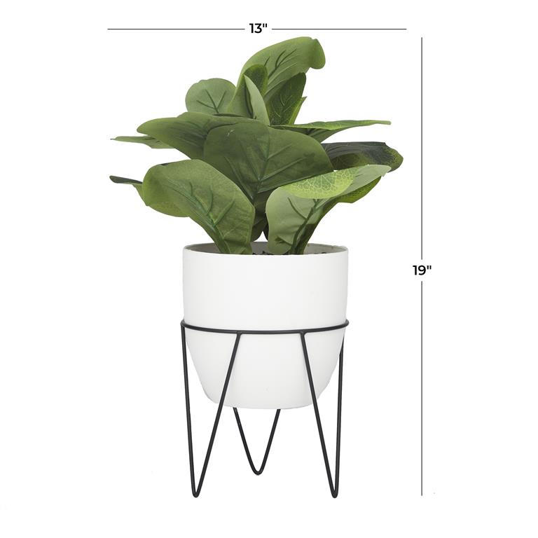Faux Pilea Plant with White Pot