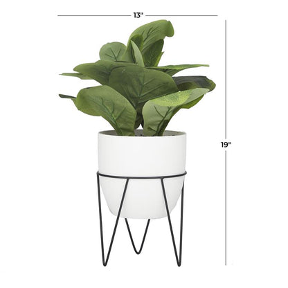 Faux Pilea Plant with White Pot