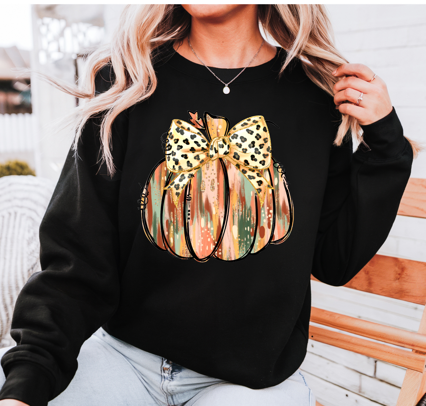 GOLD GLITTER PUMPKIN CREWNECK TEE/SWEATSHIRT  : Off-White / TEE / M