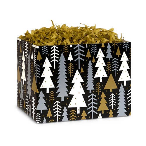 Christmas Gift Basket Boxes: Retro Trees / 6 Pack / Large 10.25x6x7.5"