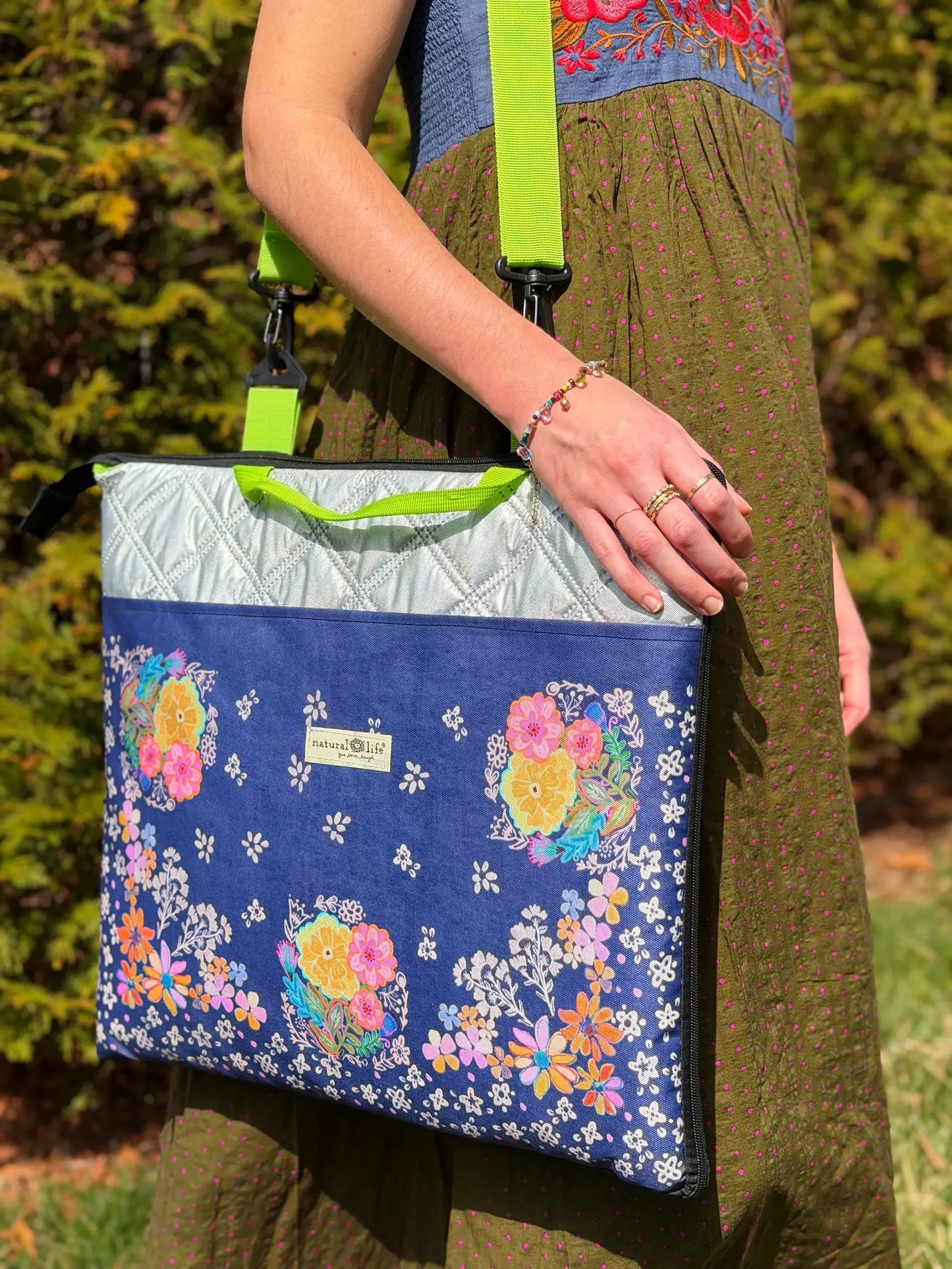 Picnic Blanket Tote- Navy Tropic Bandana