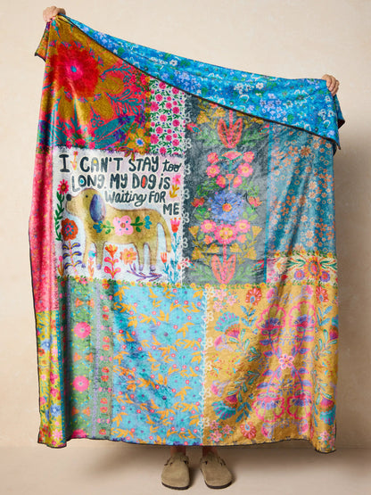 Dog Waiting Reversible Throw Blanket
