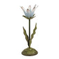 Large Metal Flower Candlestick - Blue