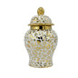 Small Chinoiserie Ceramic Decorative Tea & Ginger Jar 8": Gold Leopard