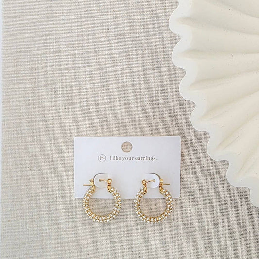 Lizzie Pave Hoops - WATERPROOF