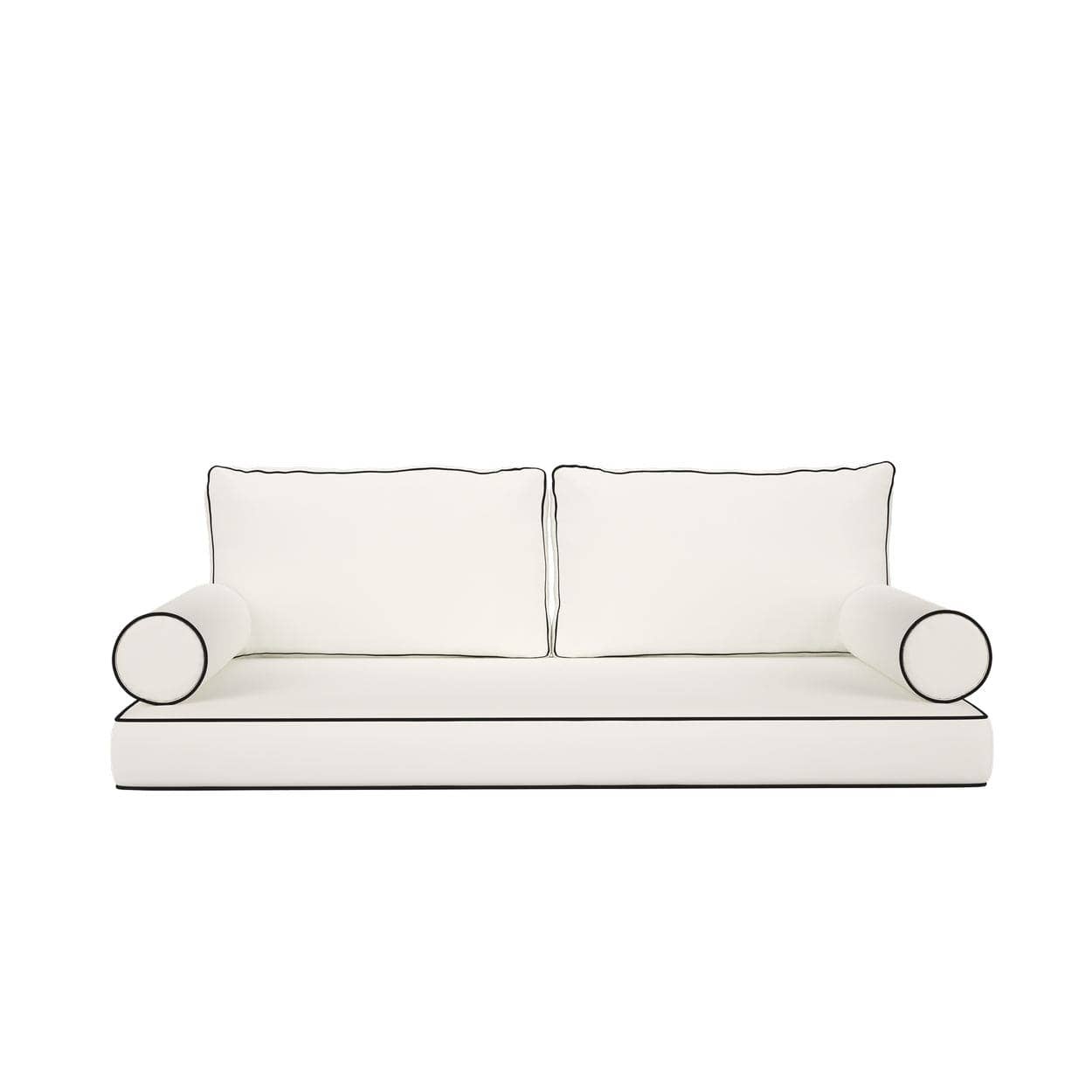 Cushion Perfect Sunbrella Mattress & Pillow Set with Contrasted Piping, Style 4: Canvas Black with Canvas White Piping / 5 ft Mattress and Pillow Set