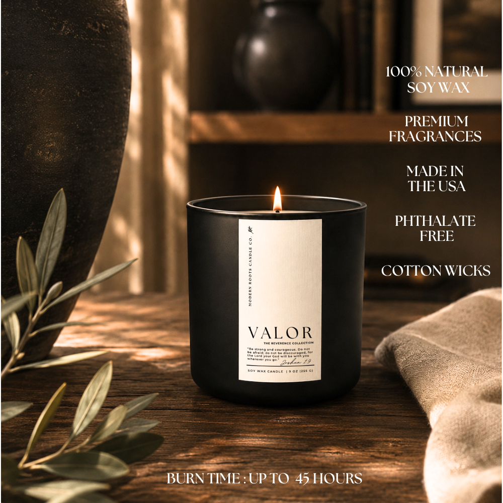 Valor | Mahogany Leather | The Reverence Collection | 9oz: Natural Wood Lid