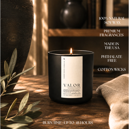 Valor | Mahogany Leather | The Reverence Collection | 9oz: Natural Wood Lid