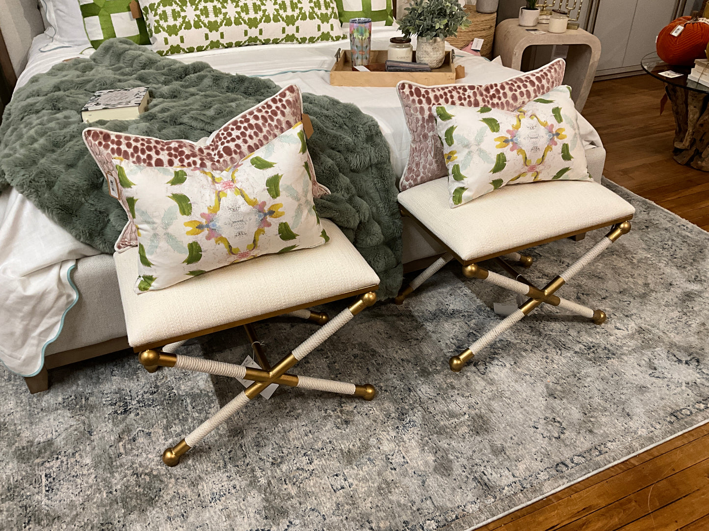 White and Gold Stool