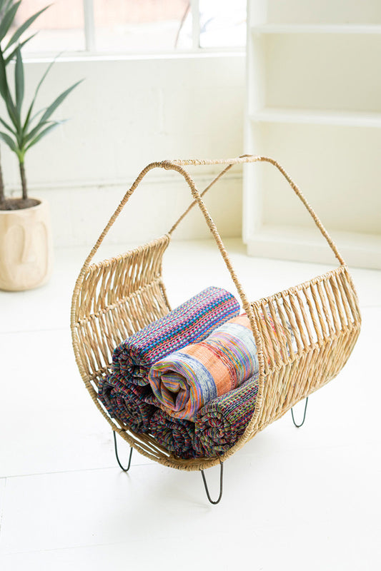 Woven and Metal Firewood Rack