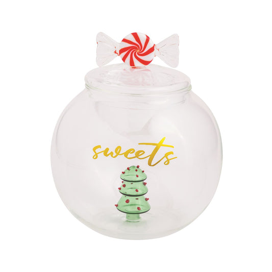 Christmas Glass Cookie Jar