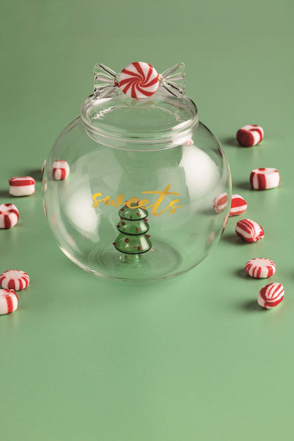 Christmas Glass Cookie Jar