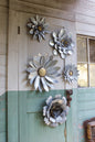 Galvanized Wall Flowers- Set of 5