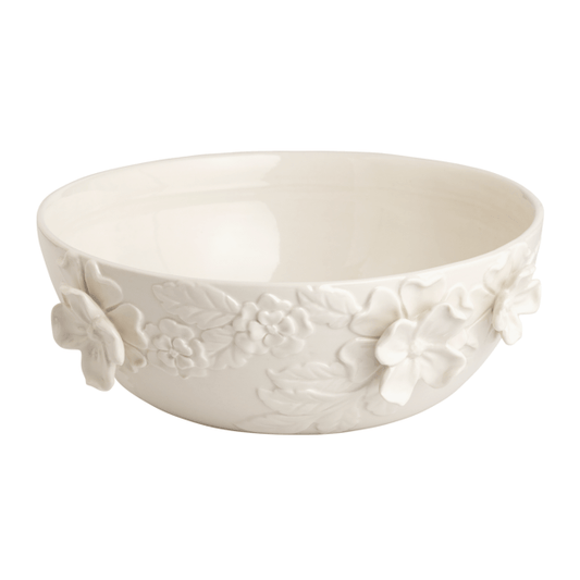 White Floral Stoneware Bowl