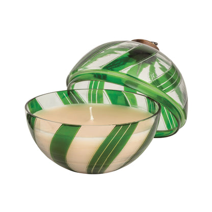 Green Candy Cane Glass Candle