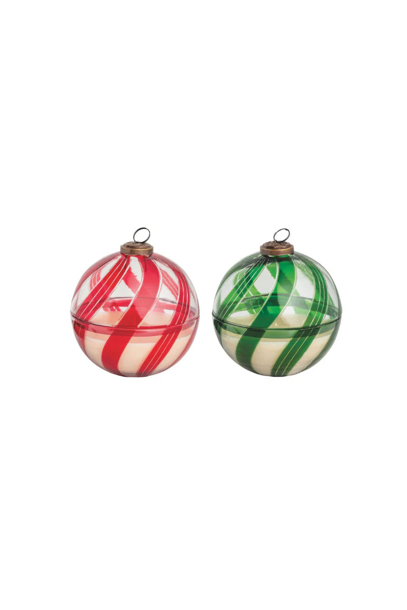 Red Candy Cane Glass Candle