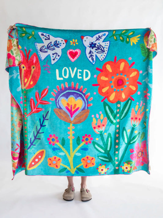 Teal Loved Cozy Blanket