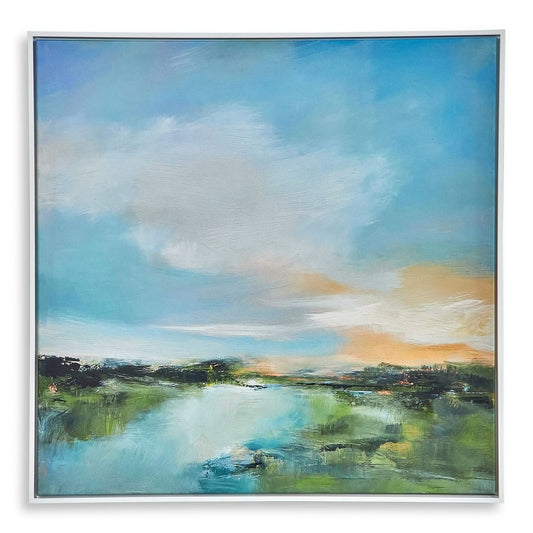 “The River Glows” Framed Canvas