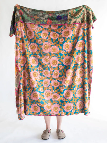 “Patch Work Be Happy” Reversible Throw