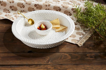 Woven Stoneware Chip & Dip Server Set