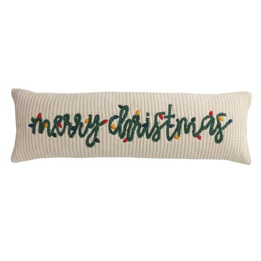 Chunky Knit Long Pillow- Merry Christmas