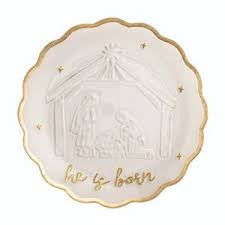 Gold Edge Nativity Platter