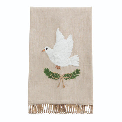 Dove White Christmas Embroidered Towel