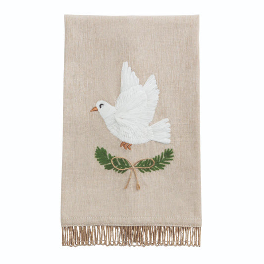 Dove White Christmas Embroidered Towel
