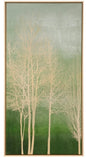 Trees on Green Panel I, Framed Canvas
