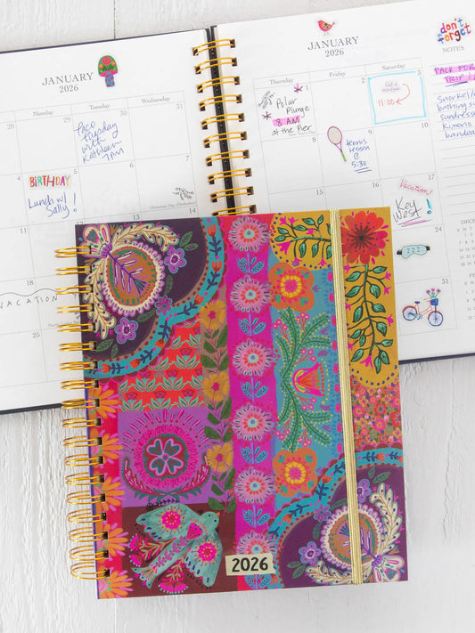17 Month Planner- Lilac Folk Flower