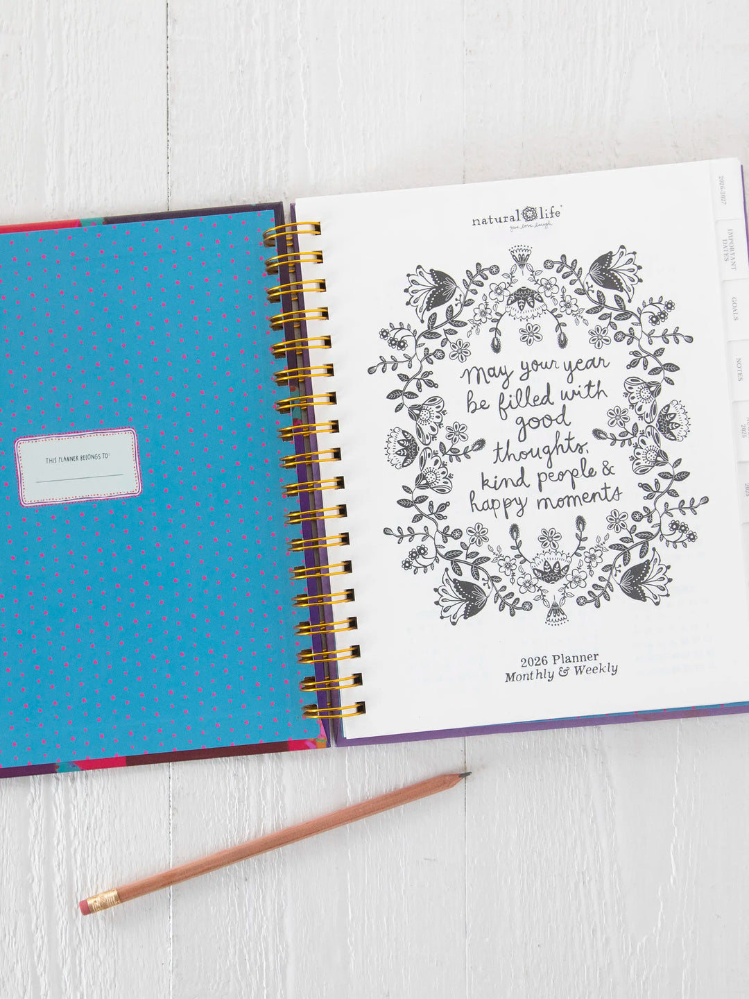 17 Month Planner- Lilac Folk Flower