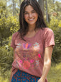 Boho Tee, Small Rust Folk Flower
