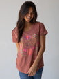 Boho Tee, Medium, Rust Fold Flower