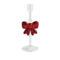 Bow Christmas Glass Taper Holder