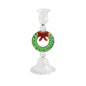 Wreath Christmas Glass Taper Holder