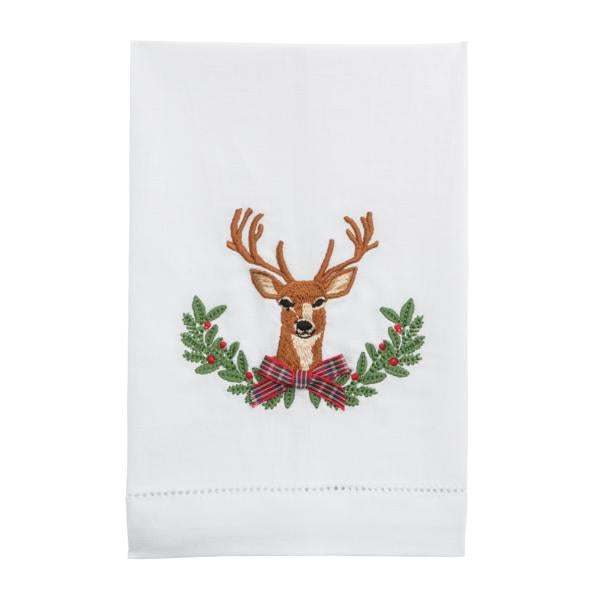 Deer Christmas Embroidered Towel
