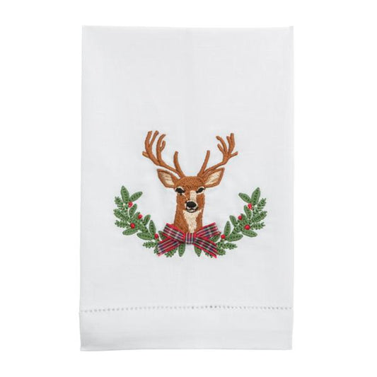 Deer Christmas Embroidered Towel